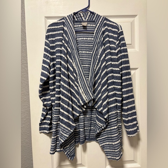 Chico's Blue and White Striped Jacket - Picture 1 of 3